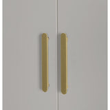 4 Door White Wardrobe Cabinet Hanging Rail, Shelves & Gold Handles V63-953121
