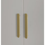 3 Door White Wardrobe Gold Handles, Hanging Rail & Shelves V63-953081