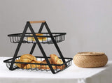 Storage Basket Iron Wood 2 Layers Detachable Fruit Vegetable Shelf Rack for Living Room Kitchen V1294-YM0716-3117220184712