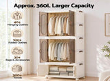 Artiss Foldable Storage Cabinet Stackable Wardrobe Box Clear Magnetic Door White SC-2W1B-6539-WH