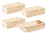 4 Pack Unfinished Wood Storage Box with Slide Lid, Vintage Keepsake Case Cards Container Small Gift V1370-AZ4-11658