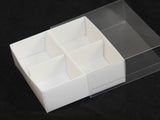 50 Pack of White Card Chocolate Sweet Soap Product Retail Gift Box - 4 Bay Compartments - Clear V382-50CHOC4BAY