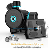 Tripod Ball Head 360 Degree Rotating Panoramic Ball Head for Tripod Monopod Slider DSLR Camera with V1366-AZ2-W-18419