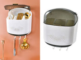 Wall Mounted Chopsticks Holder Dust Prevention 3 Compartments Large Capacity Draining Utensil V1294-YM0626-3118230011312