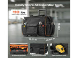 Rolling Tool Bag, 110 lbs Load Capacity, 25 Pockets Heavy Duty Roller Tool Bag with Adjustable V952-GLGJD18YC600UPU23001V0