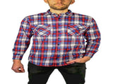 Mens Flannelette Long Sleeve Shirt 100% Cotton Check Authentic Flannel - Full Placket V563-FS-FP21-49-S