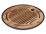 Bamboo Round Tea Tray Teapot Mat Serving Tray Drainage Water Storage Tea Set Home Supplies10in V1294-YM0721-3118210073412