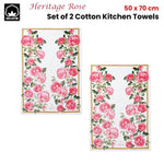 Ashdene Set of 2 Heritage Rose Cotton Kitchen Tea Towels 50 x 70 cm V442-LDE-TEAT-SETOF2HERITAGEROSE-PINK-RE