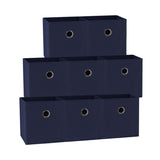 SORTI 27x28x27 CM Dark Blue 8-Pack Foldable Storage Cubes - Fabric Bookcase Organizers for Toys and V510-SML_DARKBLUE_8X