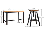 Levede 3pcs Bar Table Barstools Industrial BR1016-S-BR1001-2