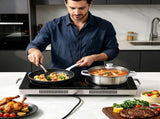 Devanti Portable Ceramic Cooktop Dual Burner Electric Hot Plate 2800W Black CCT-B-SD-2B-2Z-TOUCH-BK