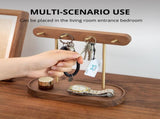 Modern Walnut Wood Key Holder with Brass Hooks Desktop Organizer for Keys, Jewelry, Watches, and V1107-CS-HTMBJZWJ
