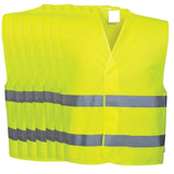 10x Hi Vis Safety Vest Reflective Tape Workwear Night & Day Bulk - Yellow - One Size V563-HIVISVEST-YELLOW-10PK
