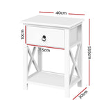 Artiss 2 X Bedside Table 1 Drawer with Shelf - EMMA White DRESS-D-BS-1DX2