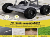 Gardeon Garden Cart Seat with Wheels, Rolling Work Stool with Tool Storage Tray, 440lbs GCT-SEAT-200KG-GY