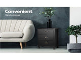 Artiss 2x Bedside Table 3 Drawers Vintage - THYME Black ST-CAB-B-3D-BKX2