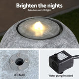 Gardeon Solar Fountain Water Feature Outdoor Fountain LED Lights Beige FOUNT-B-CYLINDER-BG