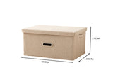 SOGA 2X Beige Super Large Foldable Canvas Storage Cube Clothes Basket Organiser Home Decorative SBOX008X2