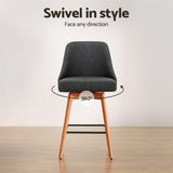 Artiss 2x Bar Stools Swivel Seat Wooden Charcoal BA-TW-8125-CHX2
