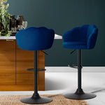 Artiss 2x Bar Stools Gas Lift Velvet Blue BA-K-9968-BLX2