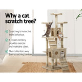 i.Pet Cat Tree 180cm Tower Scratching Post Scratcher Wood Condo House Toys Beige PET-CAT-HSCT076-180-BE