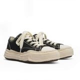 Canvas Sneakers Platform Sneakers Height-Increasing Shoes Unisex Casual Shoes - Black and white V1102-W-SHOE-15204-BLAC-8AU8EU39