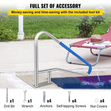Pool Rail 54x36 Pool Railing 304 Stainless Steel 250LBS Load Capacity Silver Rustproof Pool Handrail V952-BXGYCFS4W54X36YC1V0