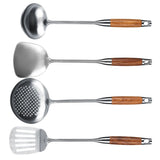 4Pcs/Set 304 Stainless Steel Rosewood Cooking Utensils Cookware Set Kitchen Tool V1294-YM0901-3118200130311