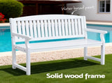 Gardeon Outdoor Garden Bench Wooden 2 Seater Lounge Chair Patio Furniture White ODB-4412W-WH