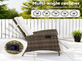 Gardeon 3PC Outdoor Bistro Set Recliner Chairs Table Sun lounge Patio Furniture Wicker Adjustable ODF-RCL-DT-NTL-3PC-AB