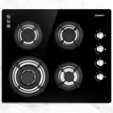 Devanti Gas Cooktop 60cm Stove Hob Black CT-GAS-4SDB-BK