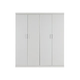 4 Door White Wardrobe Cabinet Hanging Rail, Shelves & White Handles V63-953101