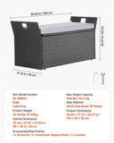 Outdoor Storage Bench, 2-Person PE Rattan Storage Bench, 151L Deck Box with Cushion & Side Handle, V952-TTHWCWZDTT402V9MA001V0