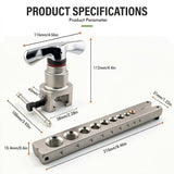 45&deg Eccentric Manual Copper Tube Expander Tool with Metric and Imperial Steel Clamp Plate for HVAC V1341-ZY-JWDGV5EB-SILVER-S