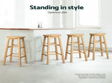 Artiss 4x Bar Stools Round Chairs Wooden Nature BA-G-7033-NTX4