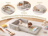 Artiss 2-in-1 Sofa Foam Couch with Side Pocket Light Grey SBED-M-FLOOR-KIDS-GY