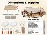 Alfresco 2 Person Insulated Picnic Basket Set with Foldable Wood Table Mat PC-TB-2P-REC