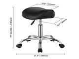 Saddle Rolling Stool, PU Leather Rolling Stool with Wheels, 360&deg Swivel Drafting Stool with V952-MADHSJSMADWK1IEB9V0