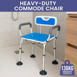 Orthonica Height-Adjustable Aluminium Commode Shower Chair with Armrests Backrest Armrests Soft SHC-MAS-ALU-17L