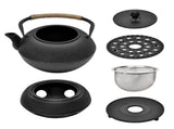 1.2L Cast Iron Teapot and Warmer Set Tea Kettle Iron Bottle With Stainless Steel Mesh Infuser and V985-TEAPOTSET