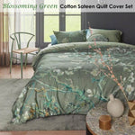 Bedding House Blossoming Green Cotton Sateen Quilt Cover Set King V442-HIN-QUILTCS-BLOSSOMING-GREEN-KI