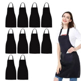 10 Pack Bib Apron - Unisex Black Apron Bulk with 2 Roomy Pockets Machine Washable for Kitchen V1370-AZ4-07824