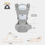 6-in-1 Adjustable Baby Carrier with Hip Seat 11.815.7in Adjustable Height, Breathable Mesh & V1107-CS-YEBDYDH