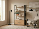 CARLA HOME Bookcase with Cabinet - 4 - Shelf Storage - Oak - Brown - Storage Cabinet V178-36416