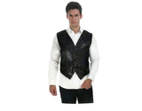 Mens Premium SEQUIN VEST Waistcoat Dance Costume Disco Sparkle Deluxe - Black V563-17814-BLACK