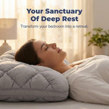 Mellow Sleep Pillow Puff, Pineapple Bun Fluffy Quilted Bed Pillow for Hot Sleepers, Cooling V1107-115-95843-WHT