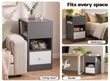 Artiss Narrow Bedside Table Grey Small Side Cabinet 1 Drawer FURNI-N-BS03-GY