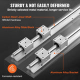 Linear Guide Rail Set, SBR20 2200mm, 2 PCS 86.6 in/2200 mm SBR20 Guide Rails and 4 PCS SBR20UU Slide V952-ZXDGSBR20MM22VVOXV0