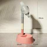 Pink Base Adjustable Height Pet Water Dispenser with Food Bowl Base - Non-Drip Bottle Feeder Station V888-ELOSUNG23871