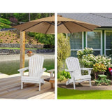 Gardeon 3PC Adirondack Outdoor Table and Chairs Wooden Foldable Beach Chair White FF-BEACH-SET-3WH